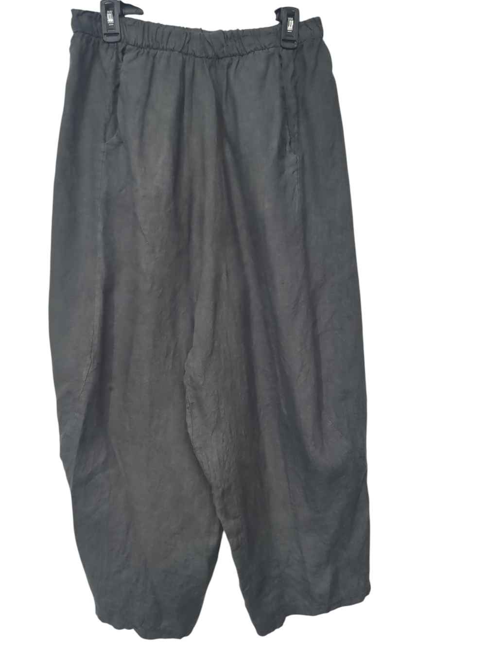The Lino Lounge Made in Italy 100% Linen Balloon Barrel Pants One Size Charcoal